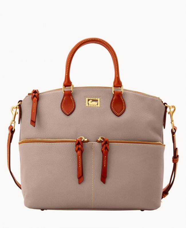 Dooney Dillen Double Pocket Satchel Taupe ID-3CucfGog Dooney Dillen Double Pocket Satchel Taupe ID-3CucfGog