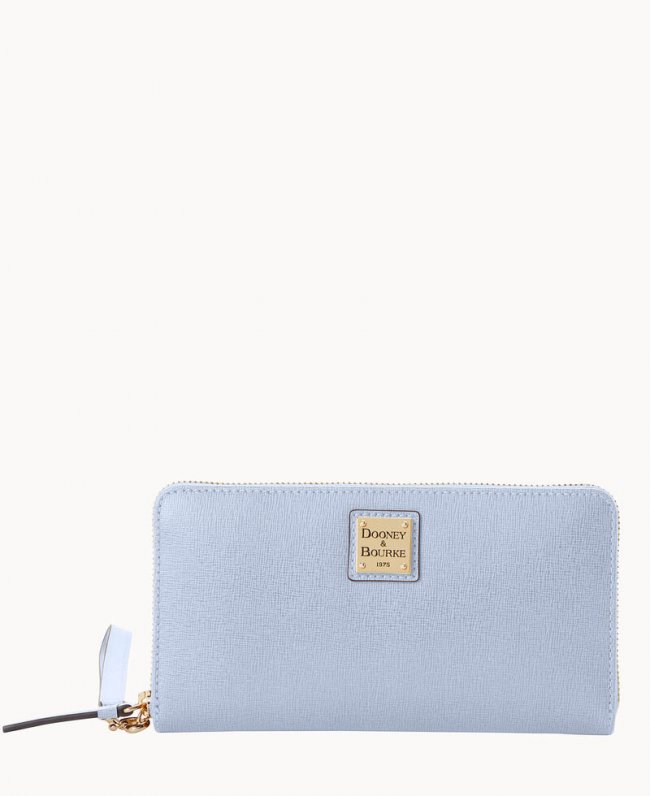 Dooney Saffiano Large Zip Around Wristlet Glacier Blue ID-5VOp8oAW