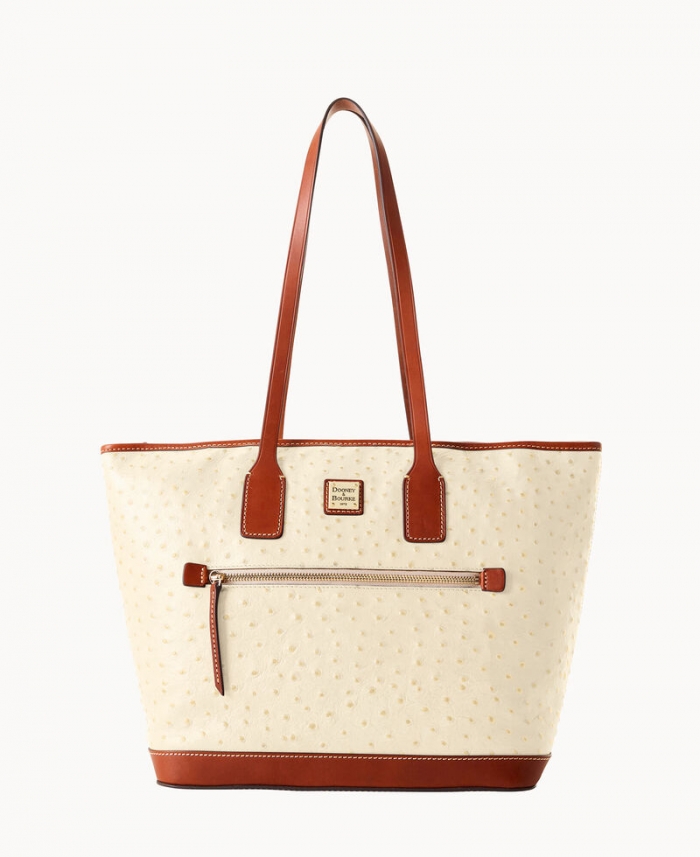 Dooney Ostrich Tote Bone ID-A5JwcKph