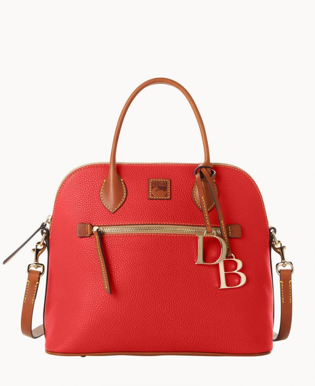 Dooney Pebble Grain Large Domed Satchel Red ID-dd71JLp6
