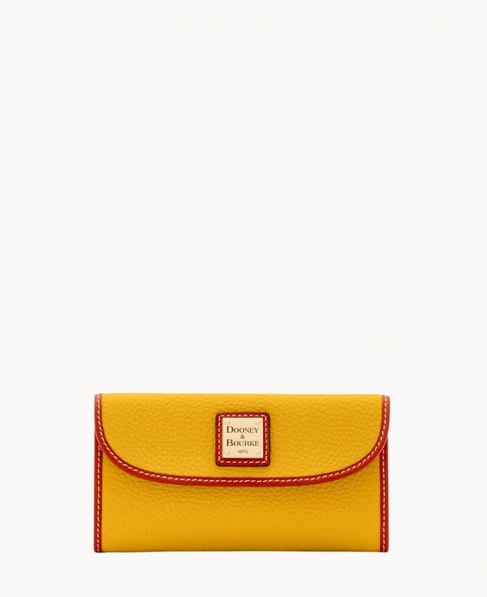 Dooney Pebble Grain Continental Clutch Mustard ID-ePobMDAD