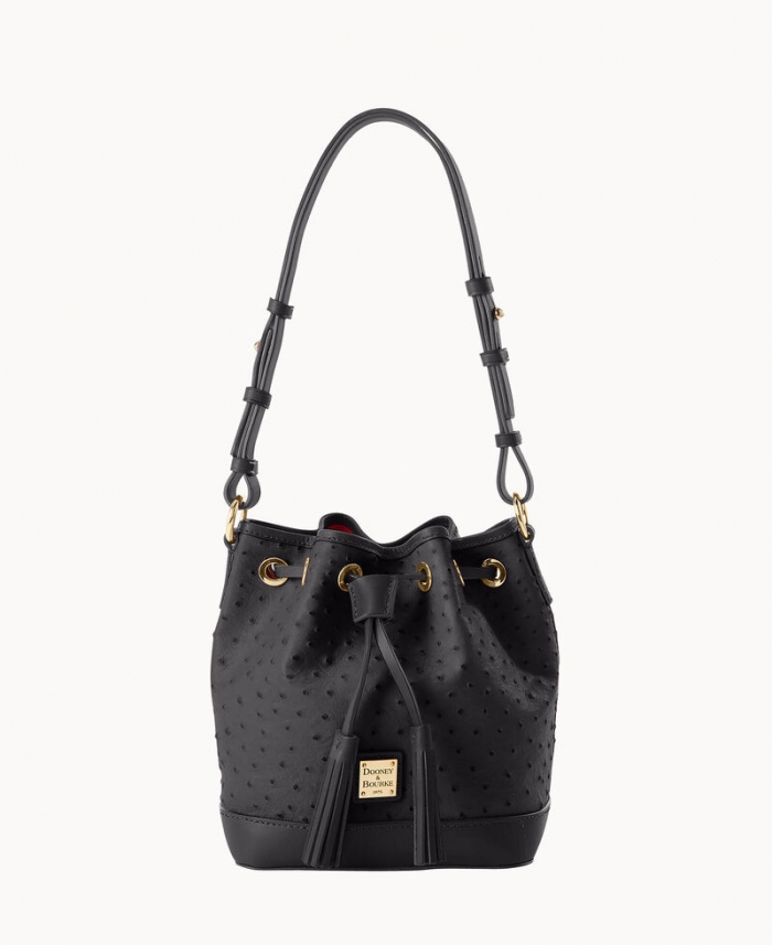 Dooney Ostrich Small Drawstring Black ID-JPfVpwq5