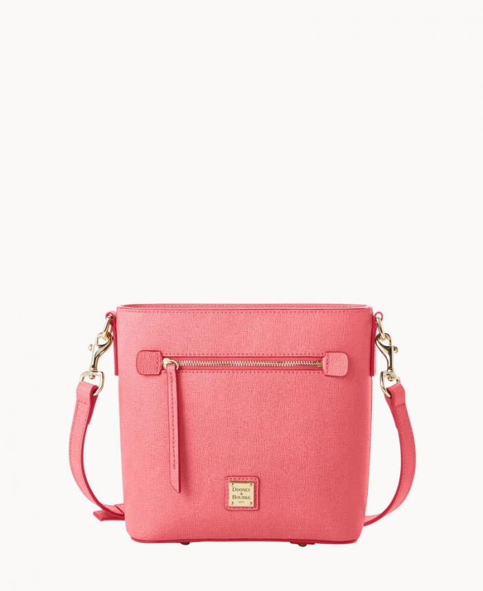 Dooney Saffiano Small Zip Crossbody Bubble Gum ID-UYkyAdzc