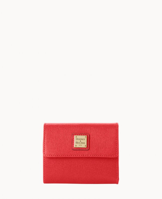 Dooney Saffiano Small Flap Credit Card Wallet Tomato ID-xHYcx72O