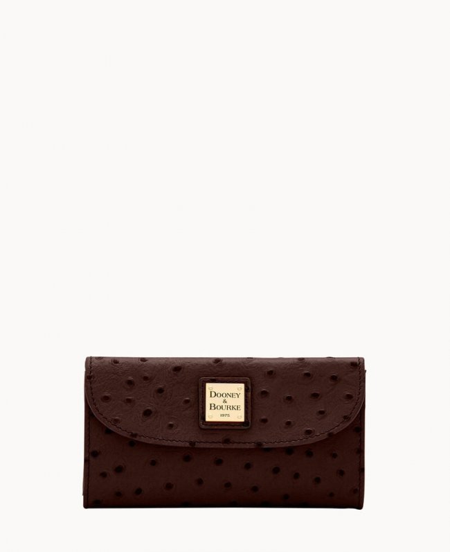 Dooney Ostrich Continental Clutch Brown Tmoro ID-yAHsvQuT
