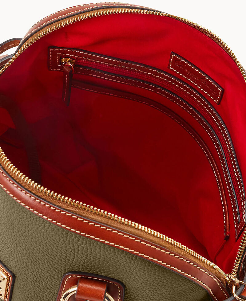 Dooney Pebble Grain Domed Satchel Olive ID-1dvYcTeZ