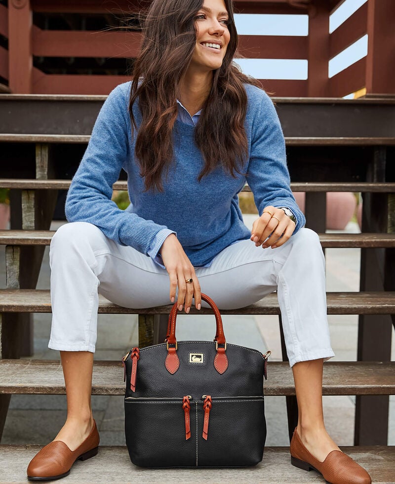 Dooney Dillen Double Pocket Satchel Black ID-5RiR1myL