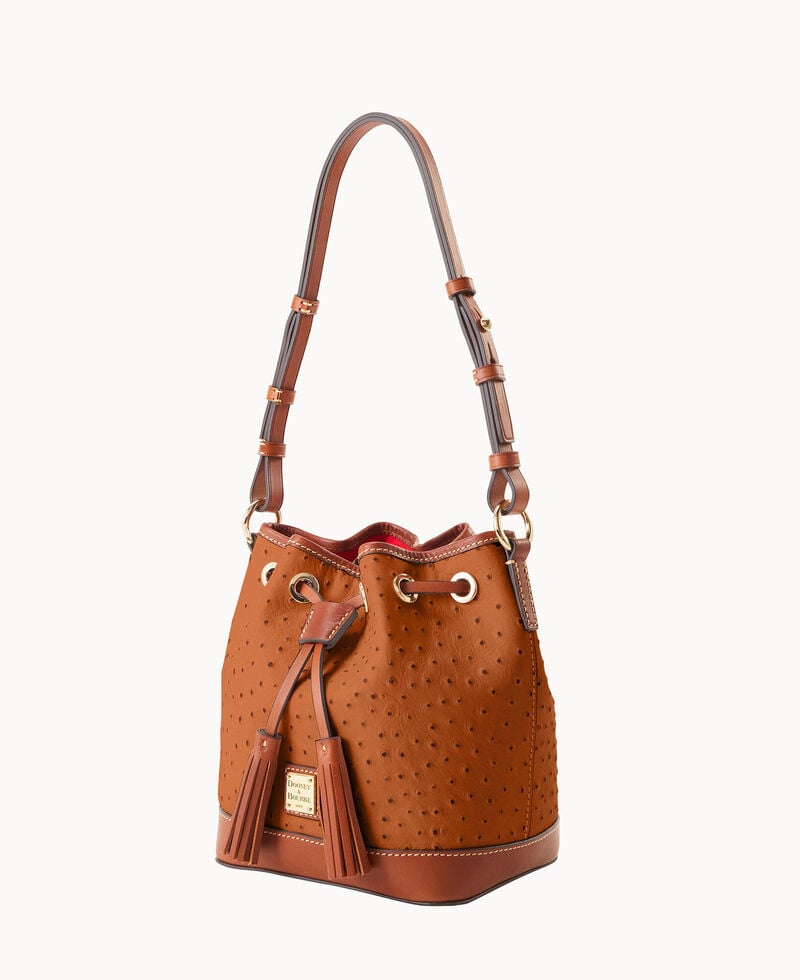 Dooney Ostrich Small Drawstring Caramel ID-6MwFgB7W