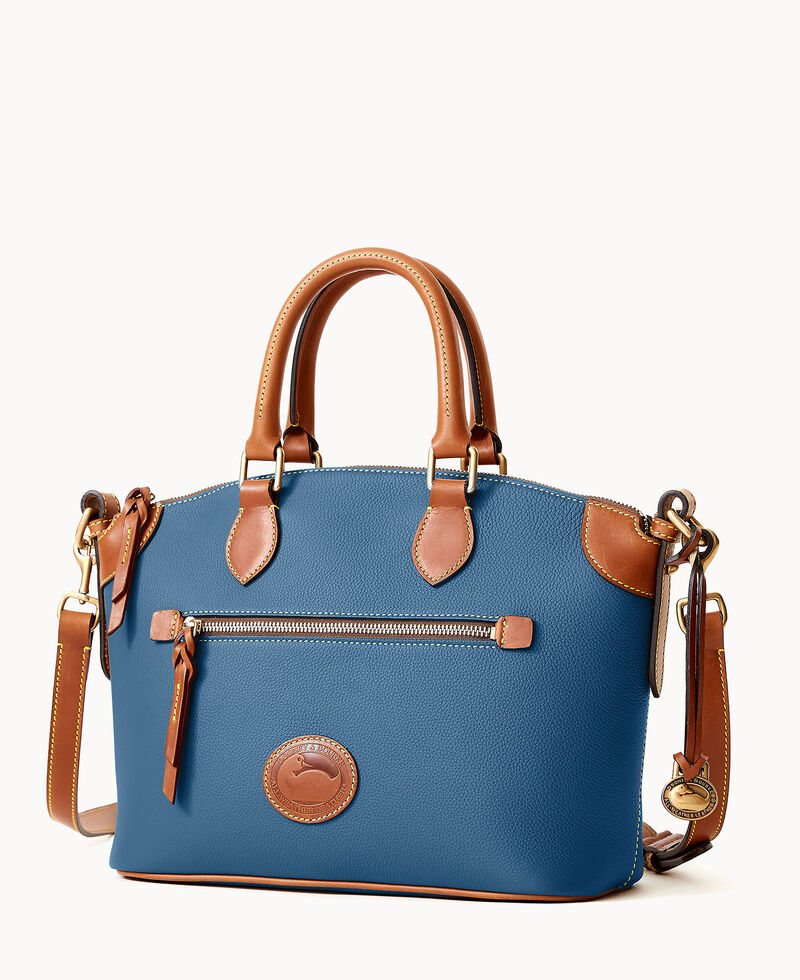 Dooney All Weather Leather 3.0 Domed Satchel 30 Denim ID-9BsEh085