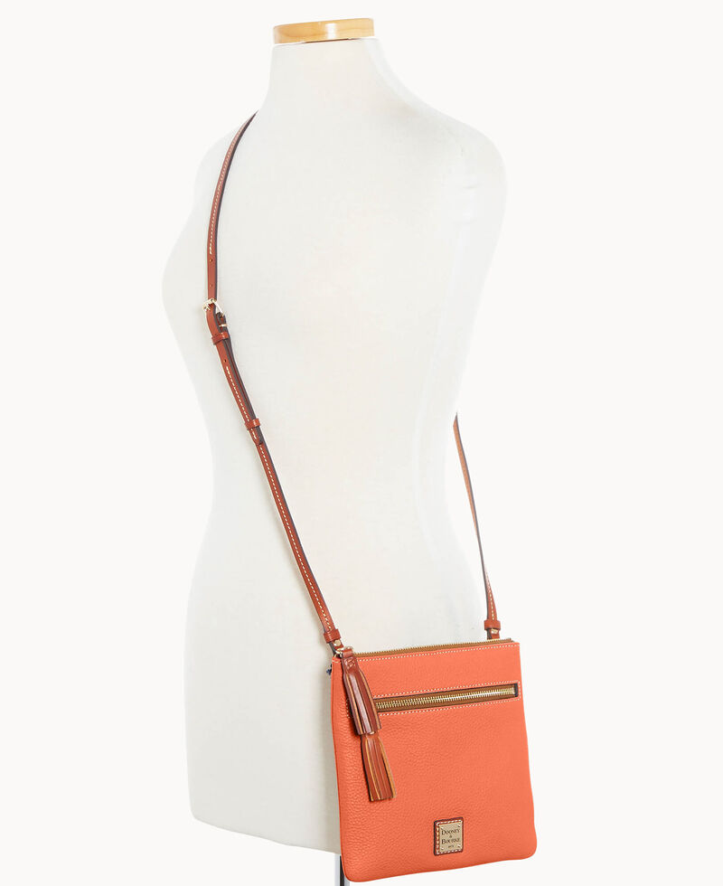 Dooney Pebble Grain Double Zip Tassel Crossbody Coral ID-HUMss8MI