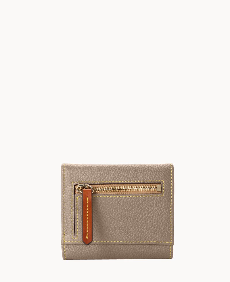 Dooney Pebble Grain Small Flap Credit Card Wallet Taupe ID-IMRz0Fv9
