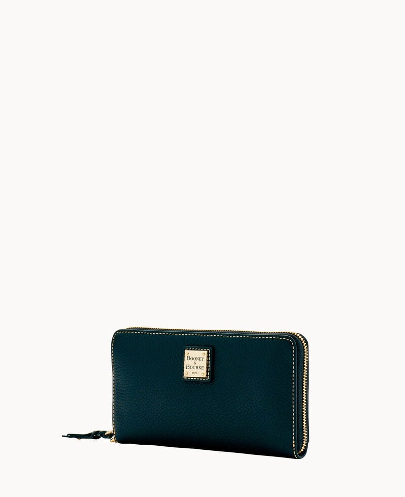 Dooney Pebble Grain Large Zip Around Wristlet Black Black ID-LN7Id5F4