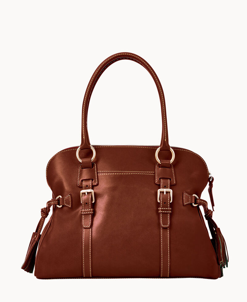 Dooney Florentine Domed Buckle Satchel Chestnut ID-MwZ9XW9D