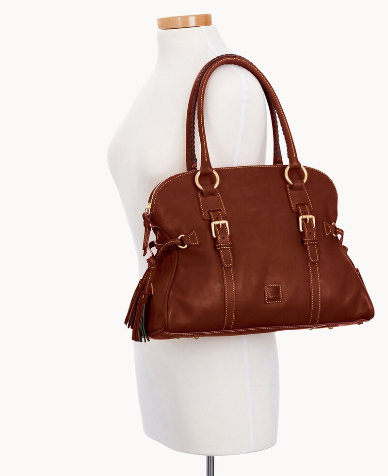 Dooney Florentine Domed Buckle Satchel Chestnut ID-MwZ9XW9D