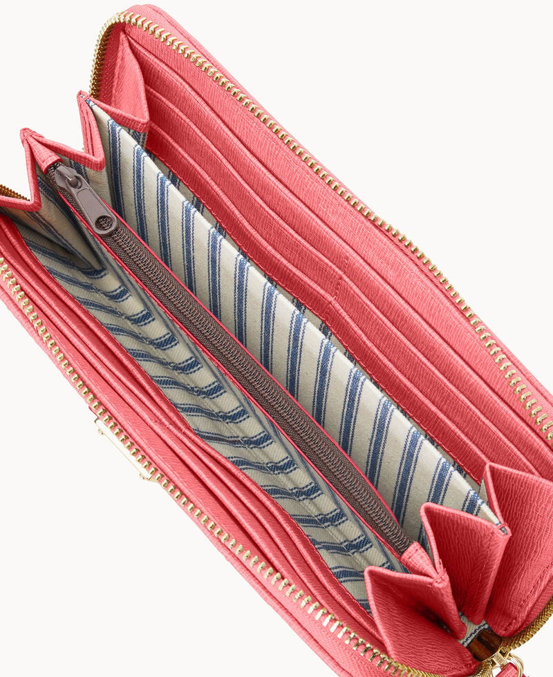 Dooney Saffiano Large Zip Around Wristlet Bubble Gum ID-UlluM857