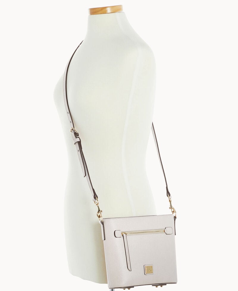 Dooney Saffiano Small Zip Crossbody Ecru ID-b5Su7m2P