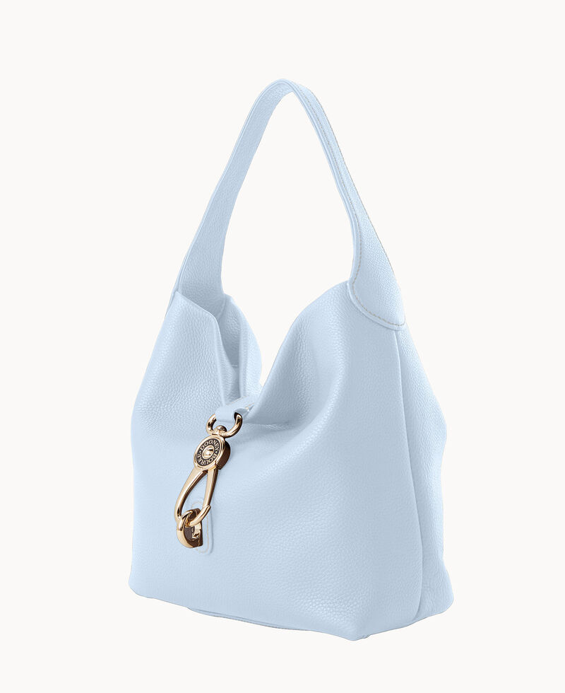 Dooney Pebble Grain Small Logo Lock Sac Glacier Blue ID-flOC7hT1
