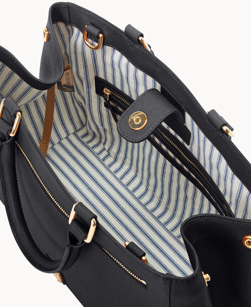 Dooney Saffiano Zip Satchel Black ID-gCLjDZlp