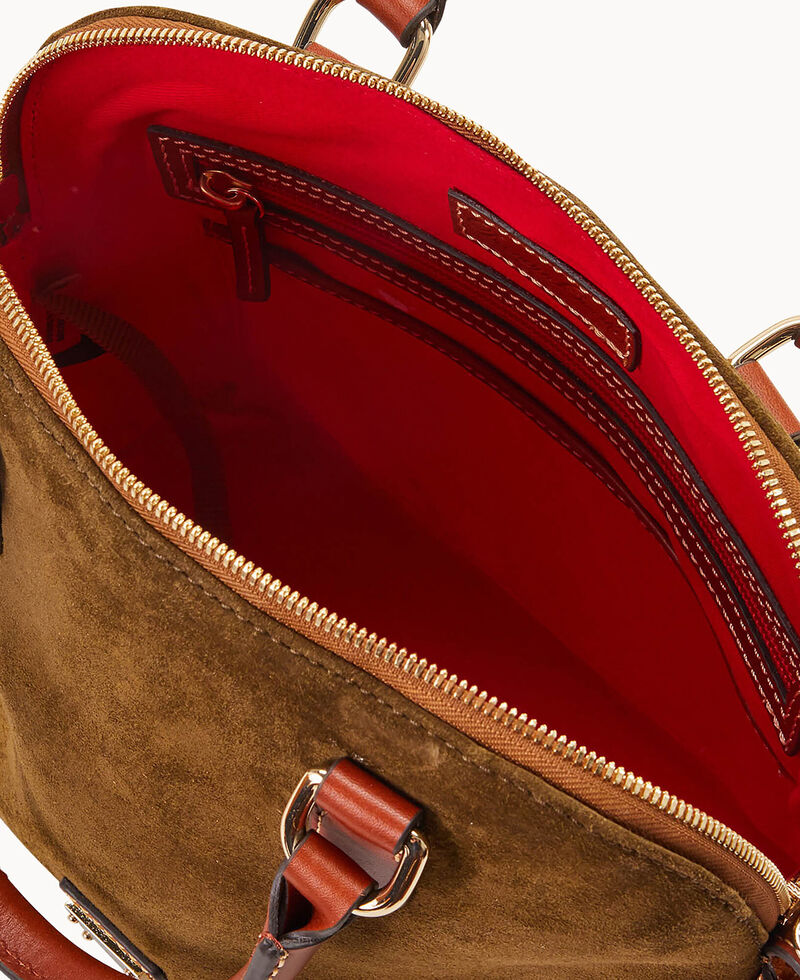 Dooney Suede Domed Satchel Olive ID-gzt1xQFs
