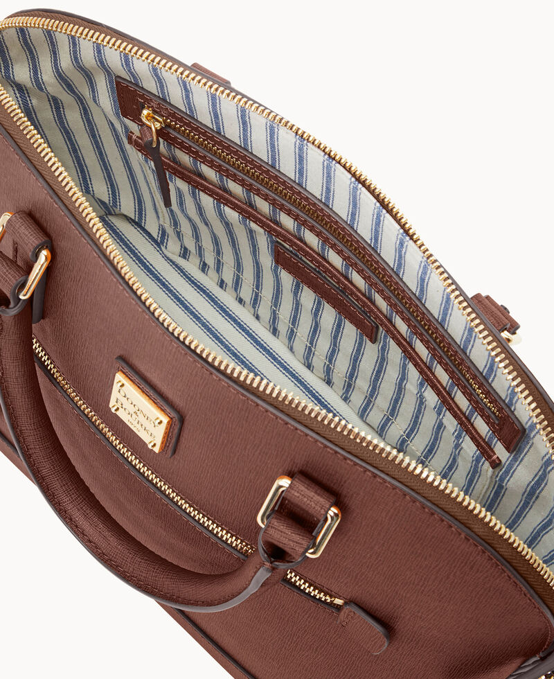 Dooney Saffiano Domed Zip Satchel Amber ID-iamMR6AF