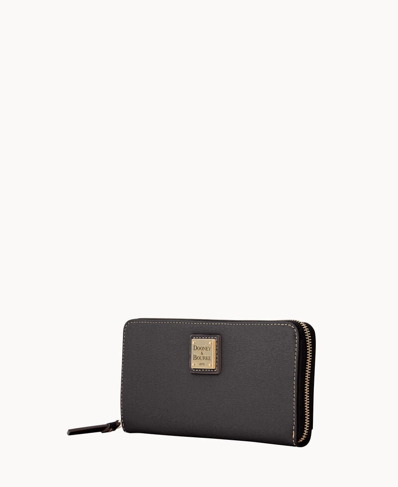 Dooney Saffiano Large Zip Around Black Black ID-jpEwzr4a