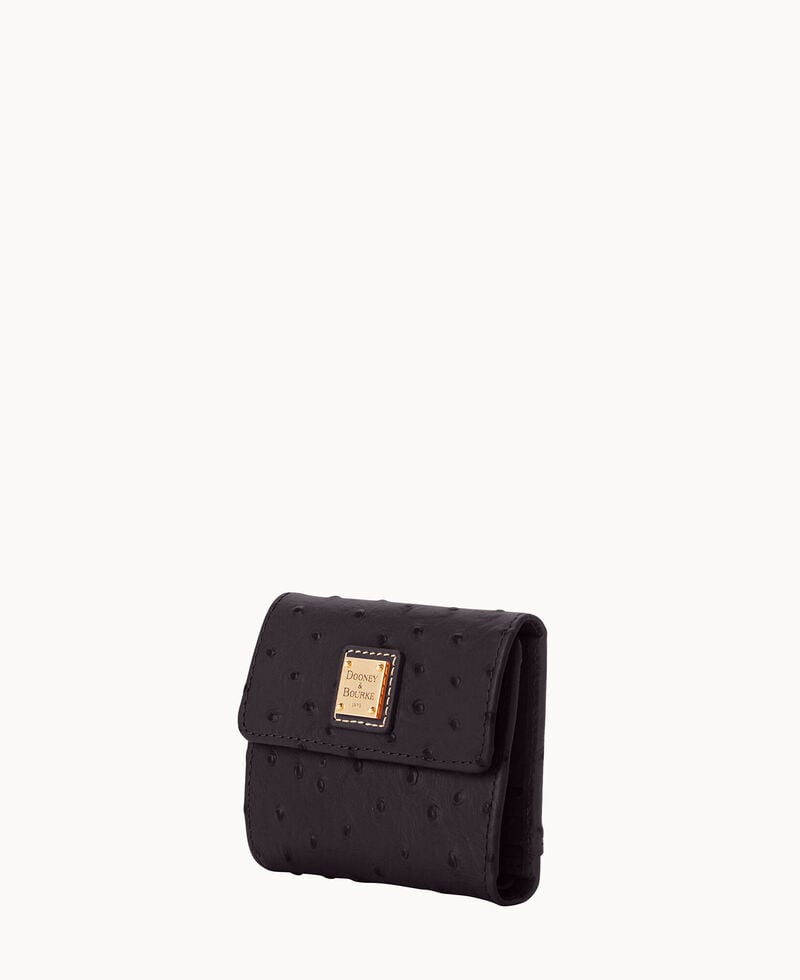 Dooney Ostrich Small Flap Credit Card Wallet Black Black ID-mlHH7rZD