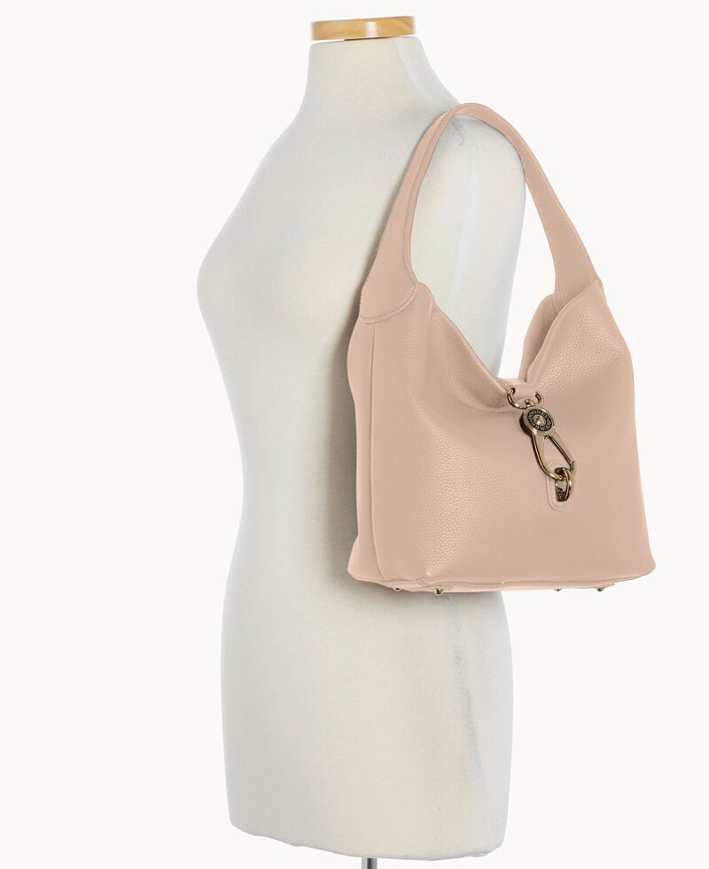 Dooney Pebble Grain Small Logo Lock Sac Blush ID-mpX3oa8M