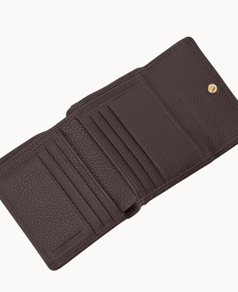 Dooney Pebble Grain Small Flap Credit Card Wallet Brown Tmoro ID-o6xYayMb