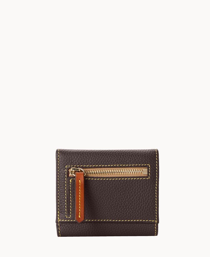 Dooney Pebble Grain Small Flap Credit Card Wallet Brown Tmoro ID-o6xYayMb