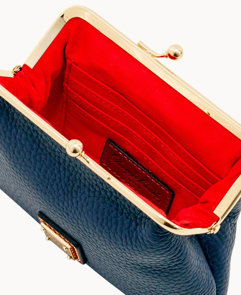 Dooney Pebble Grain Large Frame Purse Midnight Blue ID-wQLzSGO1