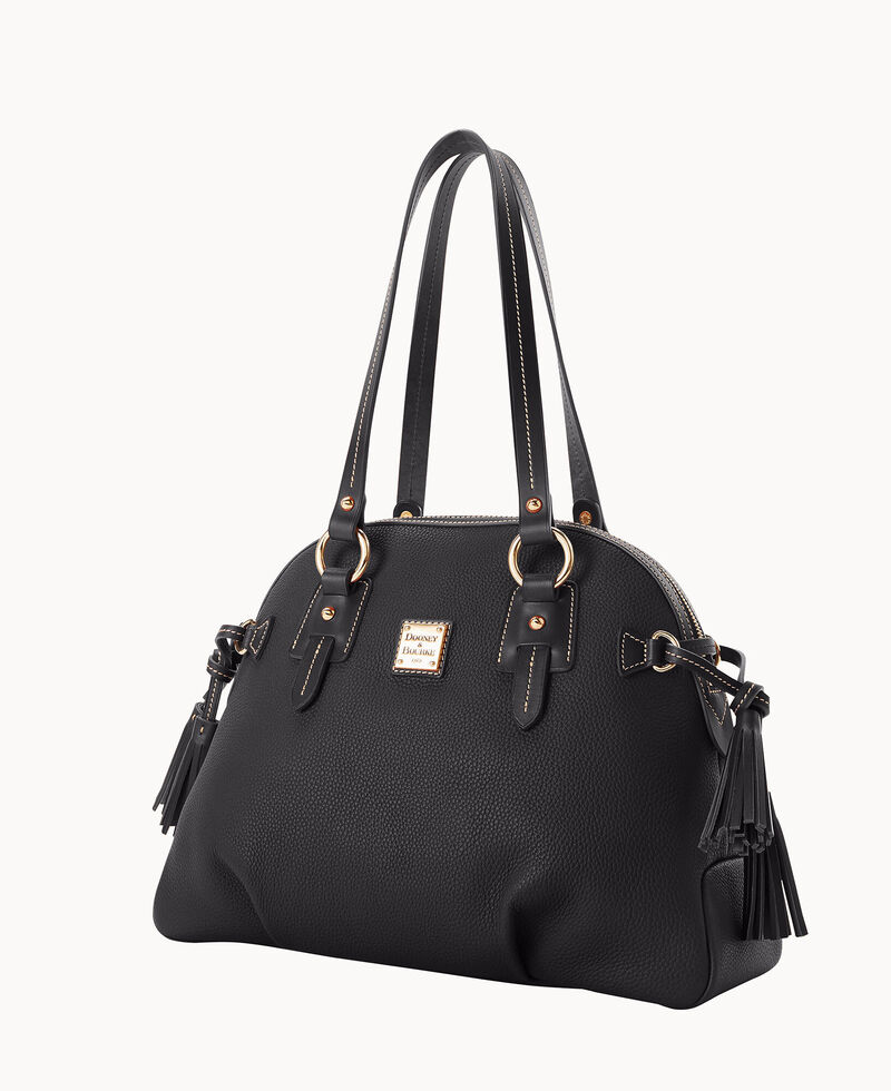 Dooney Pebble Grain Domed Satchel Black Black ID-y8PaWGS9
