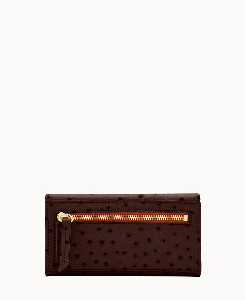 Dooney Ostrich Continental Clutch Brown Tmoro ID-yAHsvQuT